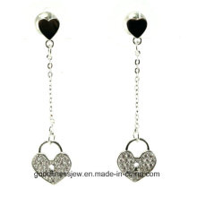 Heart Shape and New Hot Design Women′s Zircon Silver Drop Long Tassel Earring Dangle Chain Earrings E6326